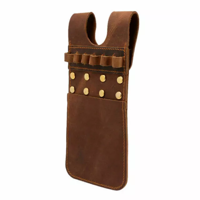 Cow Leather Archery Arrow Quiver Side Hip Belt Waist Holder Bag Pocket Brown UK