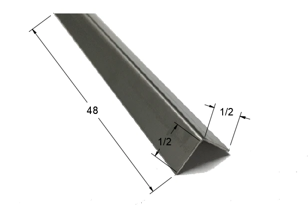 1/2" x 1/2" x 48" Stainless Steel Corner Guards, 90 Degree Angle, 20ga, (5 Pack)