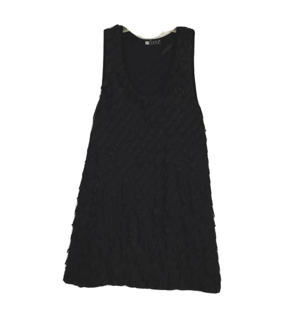 Carole Little Tunic Tank Dress Black Sleeveless Scoop Neck Ruffle Size S / M