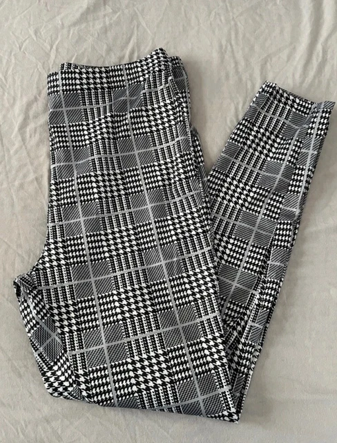 Shein curve hounds tooth checked black and white leggings size XL