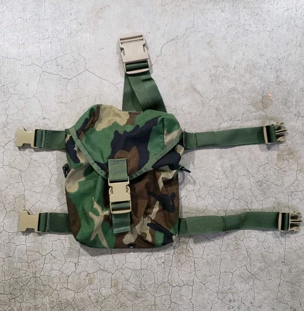 US Army Woodland Camo NBC Chem Suit Bag Small Back Pack Straps Mopp Gear GI Exc