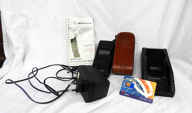 Motorola Micro T.A.C. vintage International 5000 - con caricabatterie, custodia, manuale e