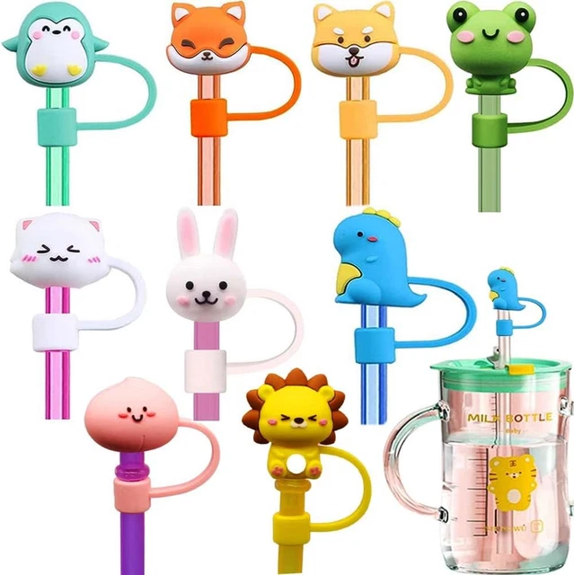 9 Piezas Cubierta de Paja de Animal Cubiertas de Silicona Reutilizables para Beber 6-8 Mm S