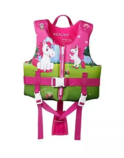 Kids Swim Vest Toddler Floaties Adjustable Safety Strap Swimming Small Unicorn