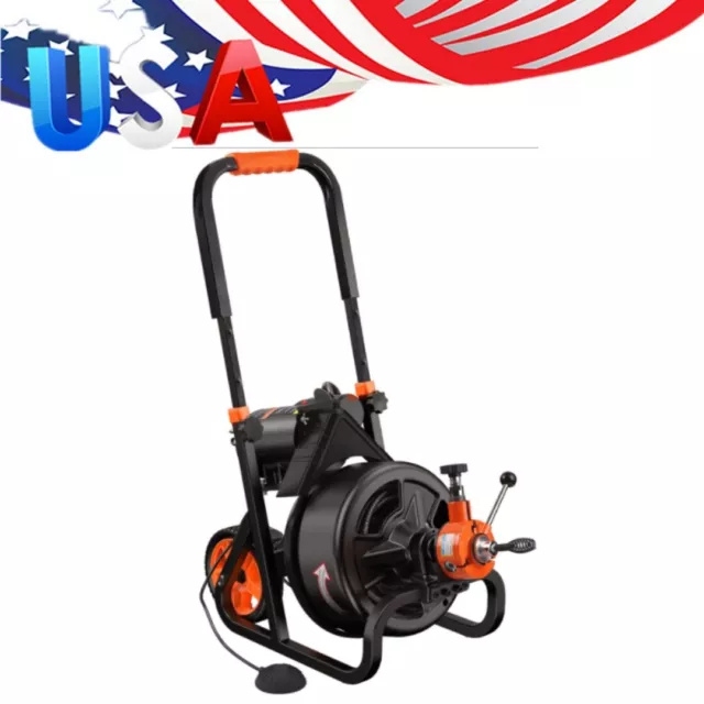 75Ft x 1/2 Inch Drain Cleaner Machine, Auto-feed Electric Drain Auger Profession