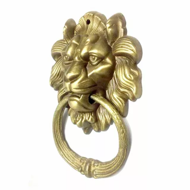 Lion Tête Porte Heurtoir Laiton Vintage Moulage Portail Bague Anse Tirer Boutons