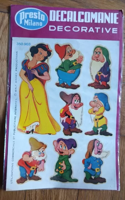 Disney decalcomanie decorative vintage Presto Biancaneve e i sette nani