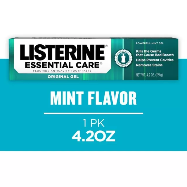 Listerine Essential Care Original Gel Fluoride Mint Toothpaste For Oral Care, 4.