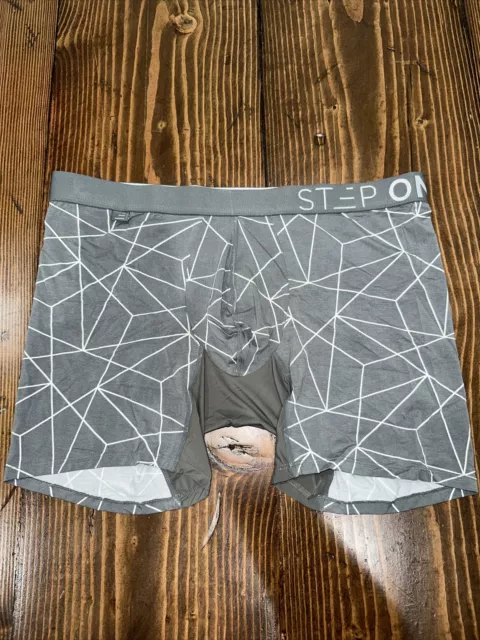 NWOT Step One Men's 2XL Basic Geometric Patterned Boxer Brief 2202H - Grey