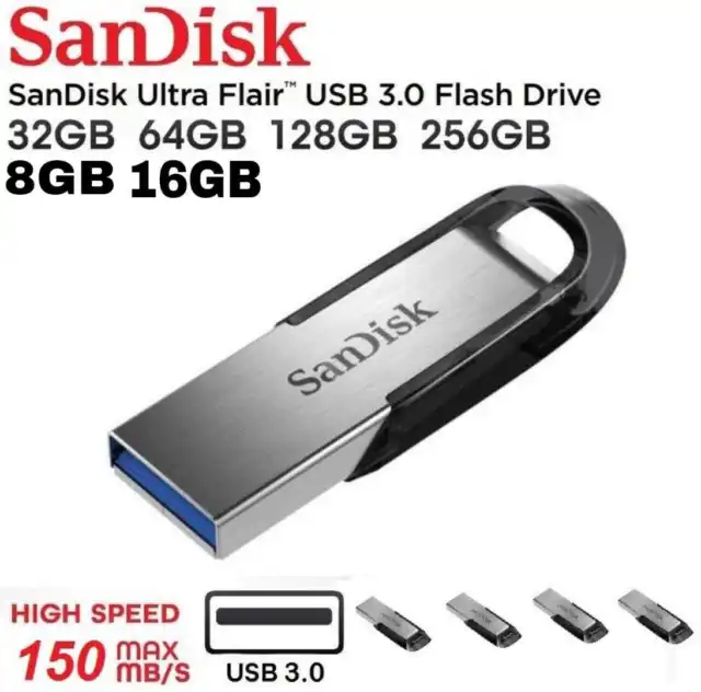 SanDisk Ultra Flair USB 32GB 64GB 128GB 256GB 3.0 Flash Drive Memory Stick Pen