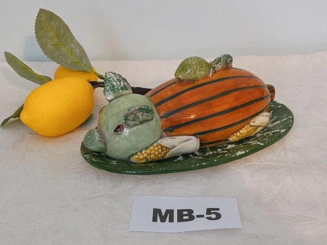 Vintage Gump's Italy Majolica Pottery Pig Butter Dish