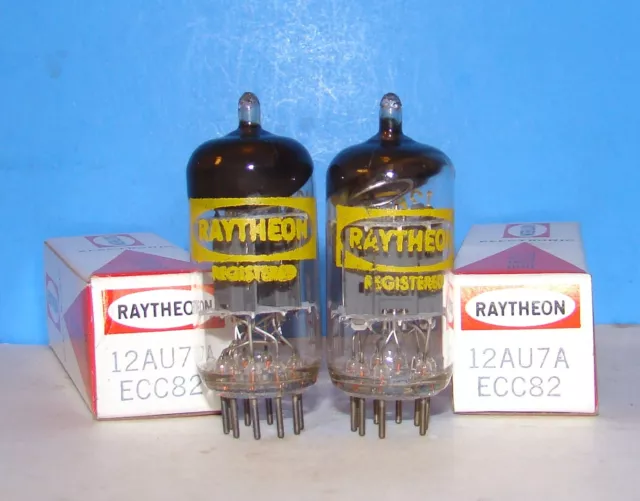 12AU7A ECC82 NOS Raytheon radio audio vintage vacuum tubes 2 valves tested 12AU7