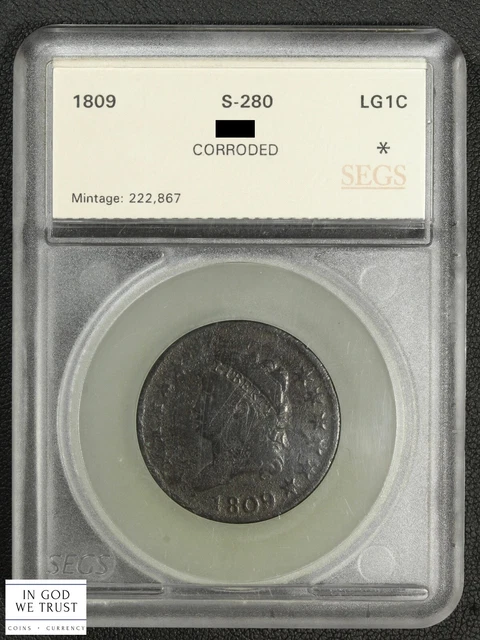 1809 Classic Head Copper Large Cent 1C S-280 - Corrosion
