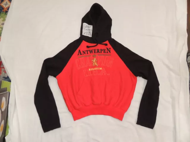 Vetements x Champion Hoodie Mens Red Black Belgium Hoodie Antwerpen SMALL 3