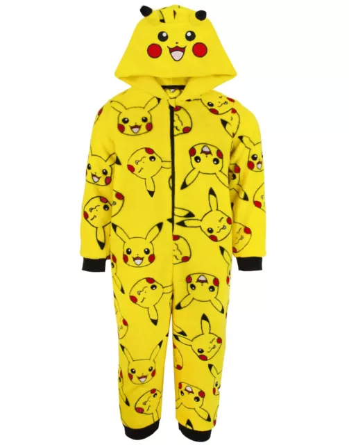 Pokemon sleepsuit Boys Pikachu Yellow 3D Ears Kids All In One Pyjamas Pjs