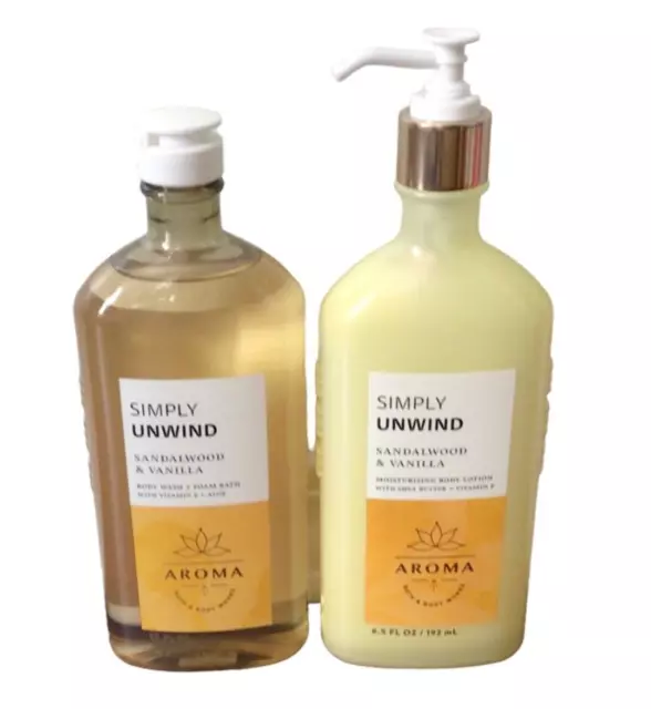 Loción y lavado corporal Bath & Body Works Simply Unwind sándalo y vainilla