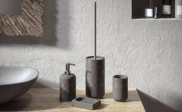 ARREDO BAGNO 8PZ in Ottone Cromato e Ceramica di Vietri Decorate a Mano Verde TS EUR 244,90 - IT