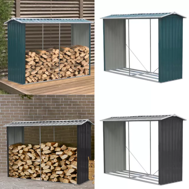 Outdoor Metal Log Store Shed Tool Storage Shed Garden Fire Wood Shelter Cabinet