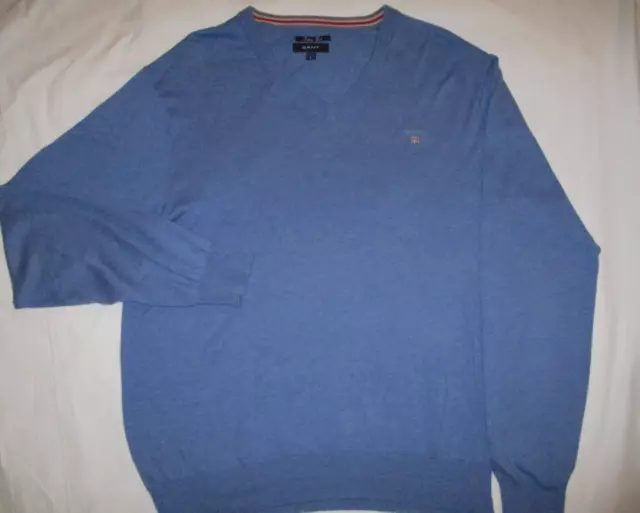 Gant Mens Usa Designer  Light Blue Warm Wool Cotton Jumper Large In  Vgc