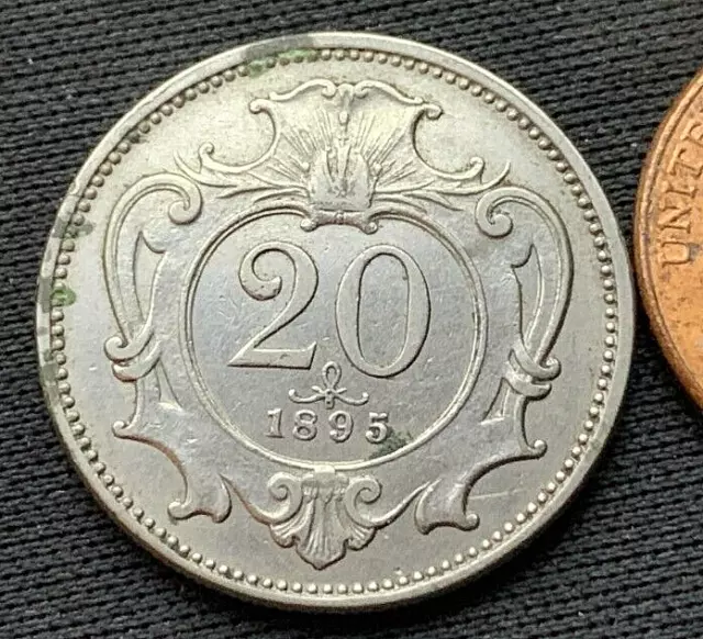1895 Austria 20 Heller Coin AU UNC   High Grade World Coin    #L62