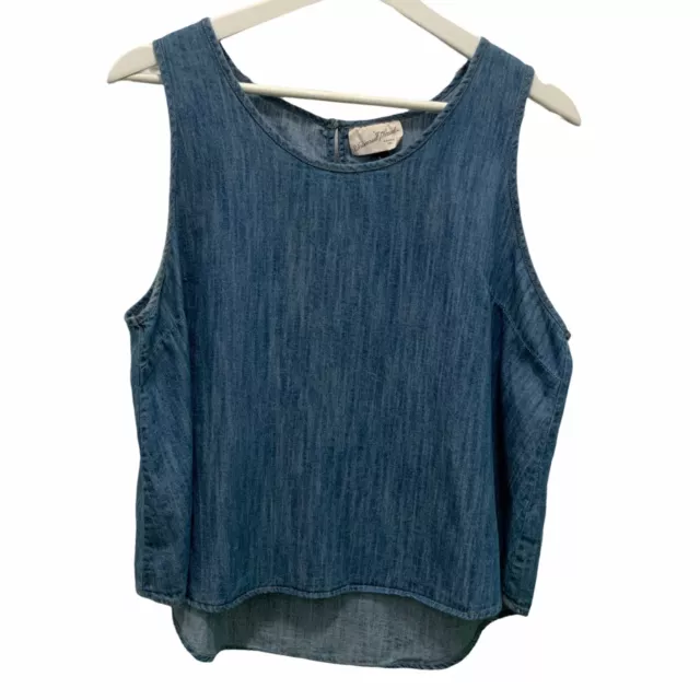 Denim Sleeveless Scoop Neck Shirt Tank Top Universal Thread High Low Women’s L