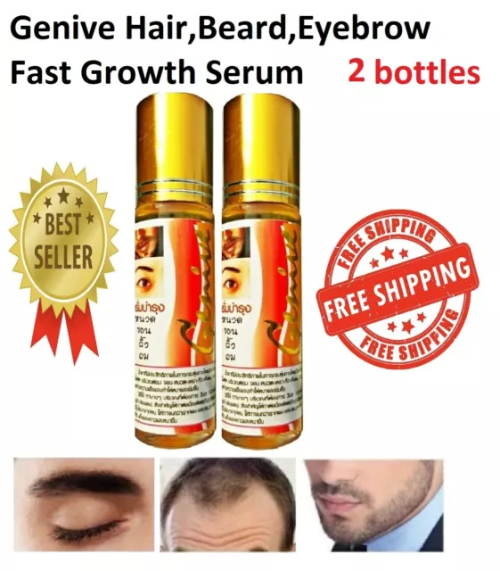 2 suero genive para el crecimiento del cabello estimulador rápido barba ceja más larga súper crecimiento 10 ml.