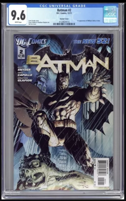 BATMAN #2 JIM LEE VARIANT CGC 9.6  2011 DC 1st App William Cobb Talon