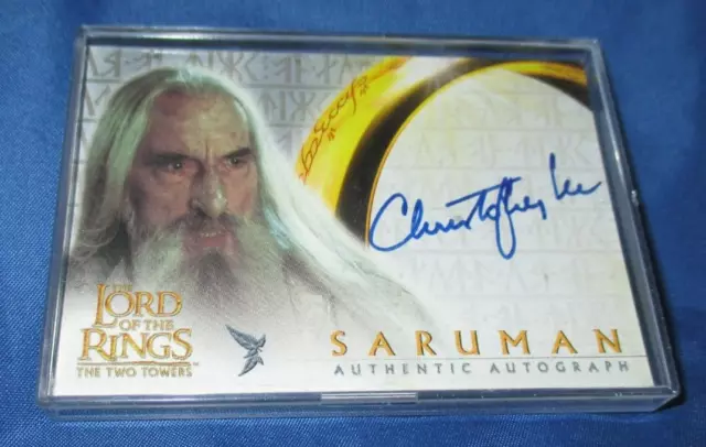 LORD OF THE RINGS TWO TOWERS Autograph Card by Christopher Lee ~TOPPS 2002