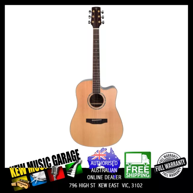 Timberidge Series 3 Solid Spruce Top Dreadnought Acoustic-Elec Guitar Nat Satin