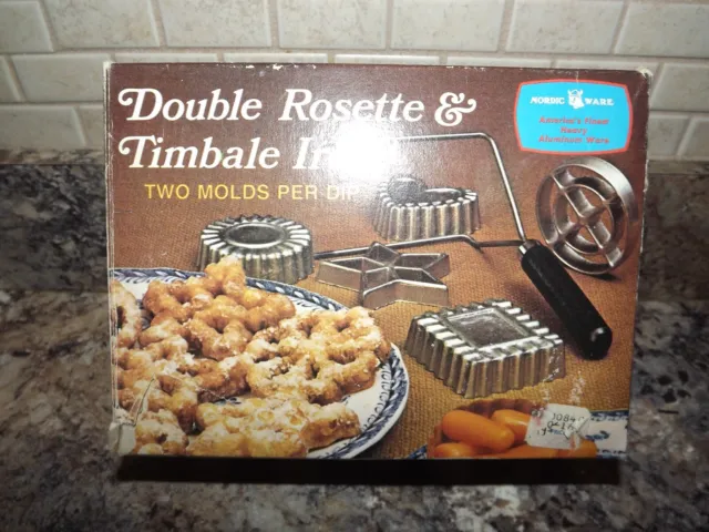 Vintage Nordic Ware Double Rosette and Timbale Iron 4 Molds in BOX