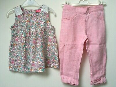 18-24 Months NEXT Girls Pink Trouser and Floral Sleeveless Top 2-Piece Set