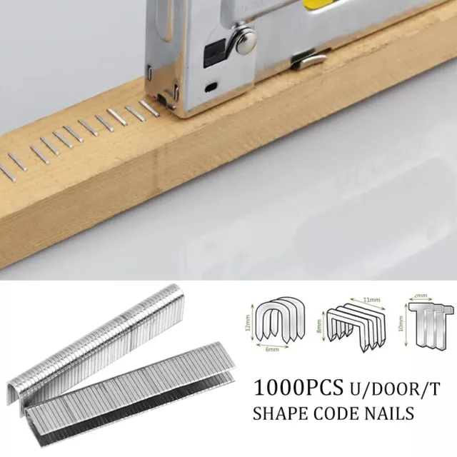 8/10/12mm 1000X Staple Gun Heavy Duty  Staples Stapler Tacker Pack Upholstery DH