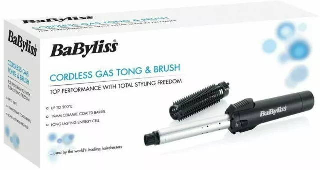BaByliss 2583BU Pro Cordless Gas Hair Tong Brush 19mm Barrel Original /Brand New