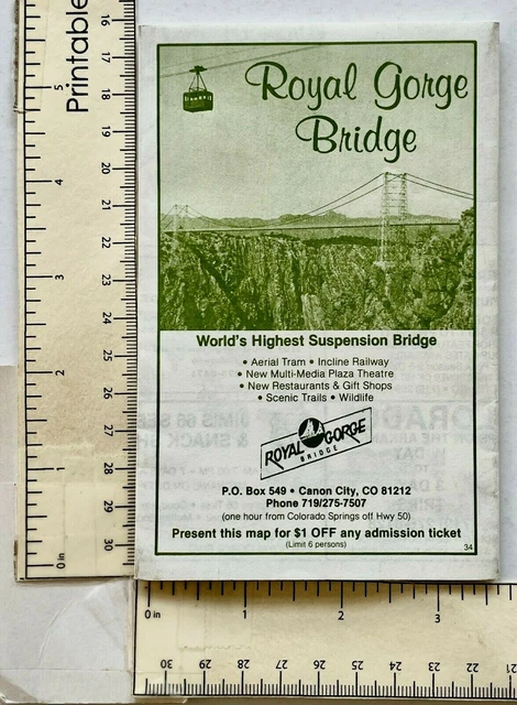 1989 ROYAL GORGE Bridge Area Map - 1989 Royal Gorge Bridge Area Map Guide Vintage.webp
