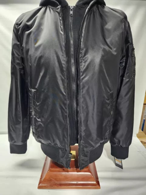 Guess men's bomber jacket clearance with removable hooded inset