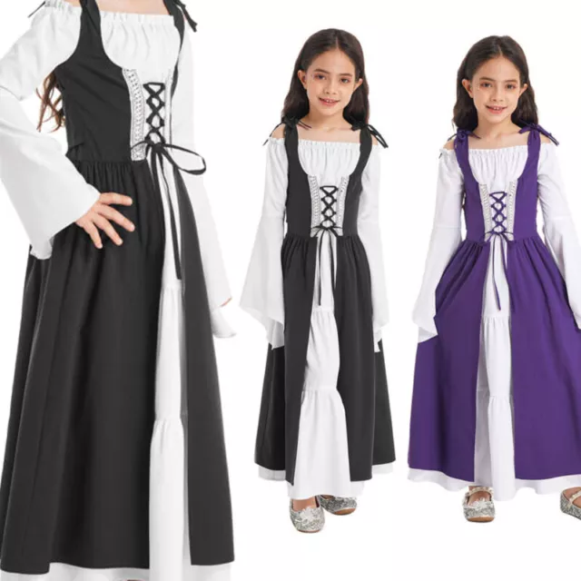 US Girl Renaissance Costume for Halloween Retro Robe Dress Up Cosplay Gown Dress