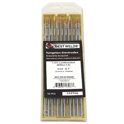 Tungsten Electrode, 2% Ceria Ground, 7 in, Size 1/8 ORS Nasco BEST WELDS 187GC2
