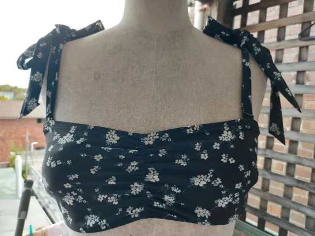 2× Peony Swim Floral Navy & Red Bandeau Bikini Top Bra Size 12/ XL