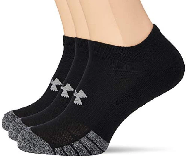 (TG. XL) Under Armour HeatGear NS, Calzini Unisex - Adulto, Nero, XL - NUOVO