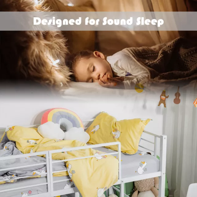 Kids Single Loft Bed Children Mid Sleeper Bunk Bed W/ Slide & Safety Guardrails 2