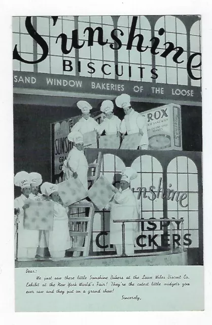 Early 1900's Adver. Postcard Sunshine Biscuits World's Fair NY Loose Wiles Co.