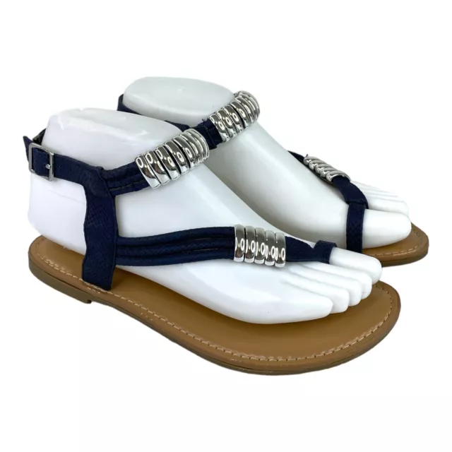 BAR III WOMEN'S Navy Micro-Suede Metallic VELLAP Sandals Size 6 S1 $12. ...