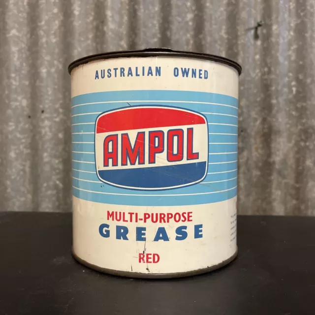 Ampol Light Blue 5Lb  Grease Vintage Australian Oil Tin