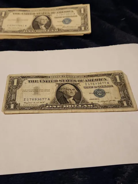 Series 1957 A One Dollar $1 Silver Certificate Blue Seal Banknote