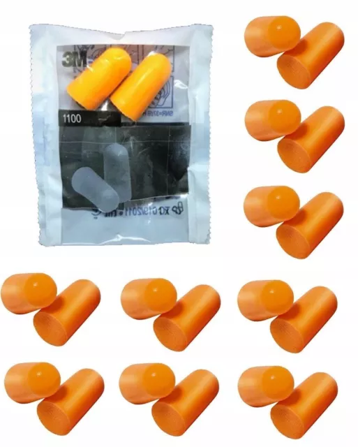 20 3M 1100 Ear Plugs Disposable Noise Reduction Soft Foam SNR 37db *10 Pairs*