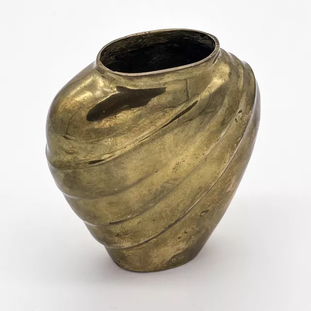 Kleine Messing Vase Blumenvase Massiv Messing - Design 10cm Vintage Antik #F2