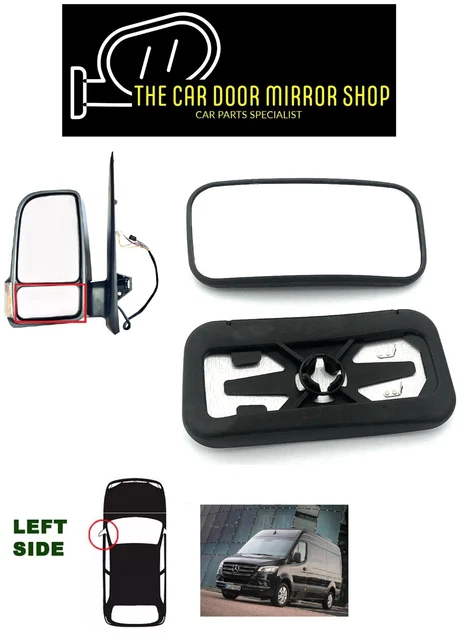 thumbnail interactive-video image 1 of Left Side Mirror Glass With Base For Mercedes Sprinter 2019-2024 (Euro 6, Heated) 1 of 4