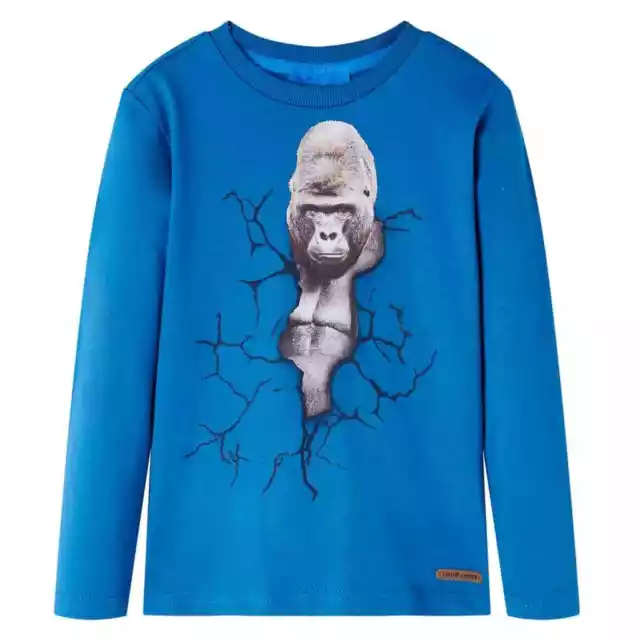 T-Shirt pour Enfant à Manches Longues Vêtement Imprimé Gorille Bleu Y6E4