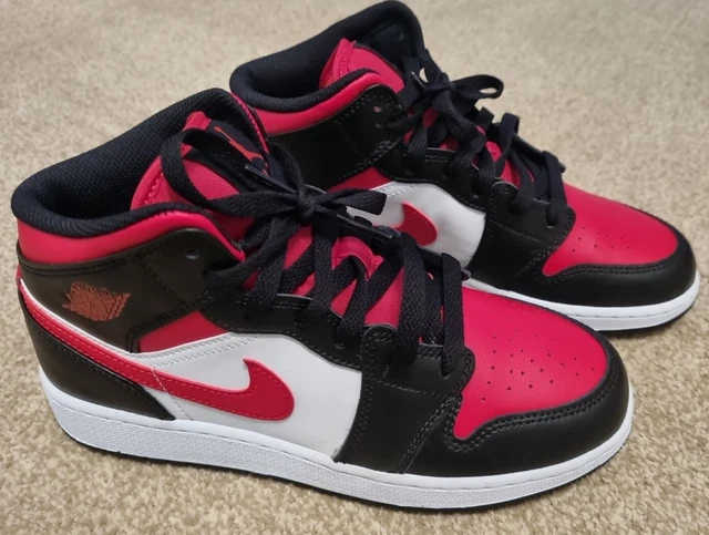 Nike Air Jordan 1 Mid GS Bred Toe nero/bianco/rosso fuoco ✅ UK 5 - Nuovissime