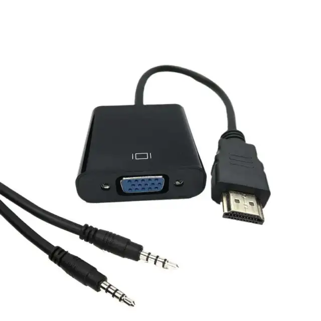 HDMI Male to VGA Female Video Converter 1080P Cable Adapter With 3.5mm Audio Out